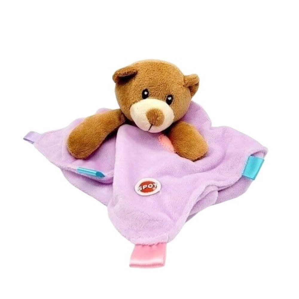 2/$15 Spot Brown Bear Lovey Plush Purple Square 10" Tags Stuffed Animal Security - Picture 1 of 9